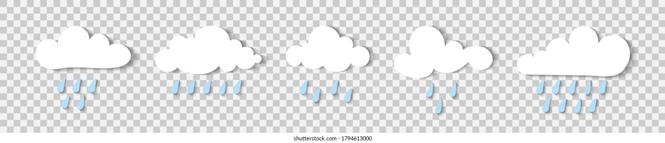 Rain Icons. Rain clouds. Clouds collection on transparent background. Vector illustration