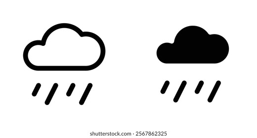 Rain icons collection in Filled flat and thin line style.