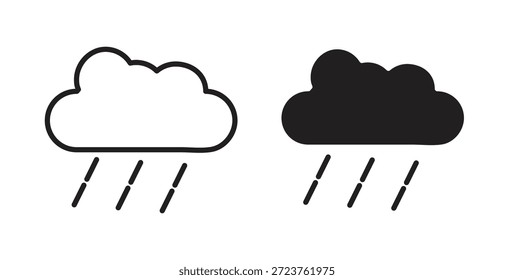 Iconos de lluvia rellenos, línea delgada, contorno y trazos
