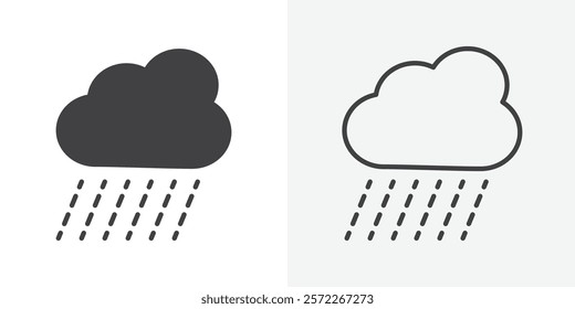 Rain icons. flat and line style set