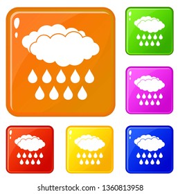 Rain icons set collection vector 6 color isolated on white background