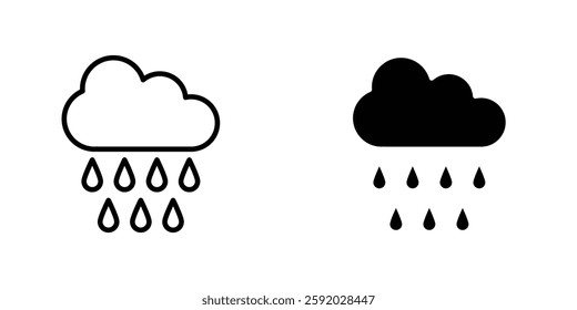 Rain icons. stroke line and black solid icons