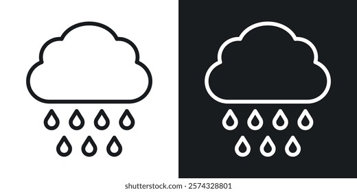 Rain icons in thin black and white stroke liner style