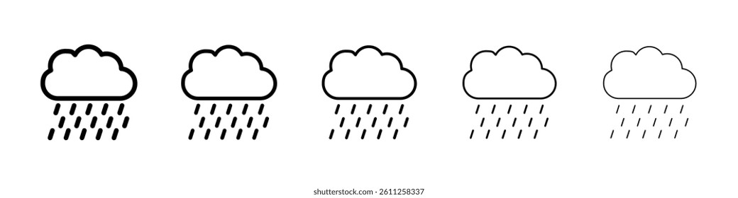 Rain icons vector set in different stroke line style