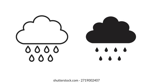 Regensymbole, Vektorsymbole. gefülltes flaches Zeichen