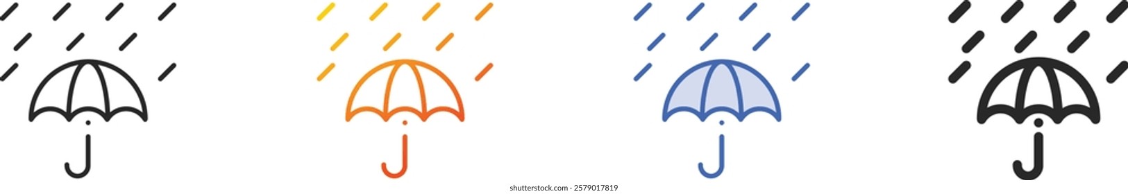 rain icon.Thin Linear, Gradient, Blue Stroke and bold Style Design Isolated On White Background
