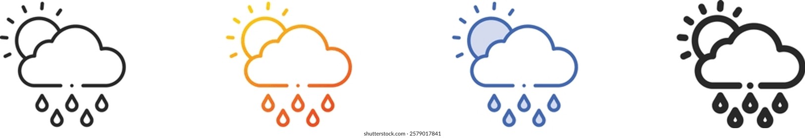 rain icon.Thin Linear, Gradient, Blue Stroke and bold Style Design Isolated On White Background