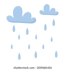 Ilustración de la lluvia. Nubes y gotas de lluvia.
