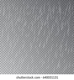 Rain isolated on transparent background. Vector.