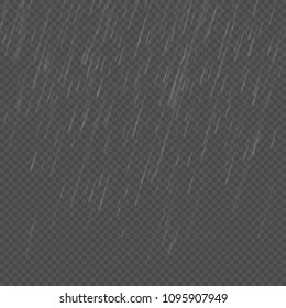 Rain isolated realistic anglewise effect. Transparent nature rainfall template. EPS 10 vector file