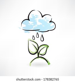 Rain and leafs grunge icon
