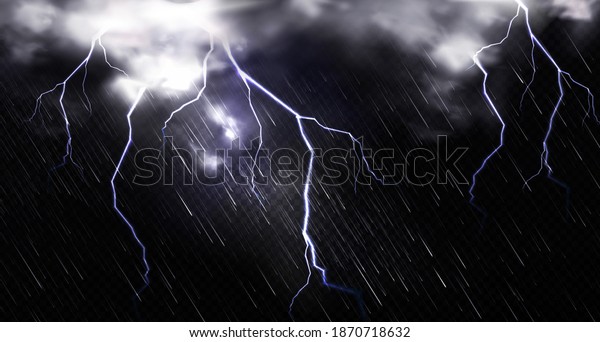 Rain Lightning Clouds Sky Night Vector Stock Vector (Royalty Free ...