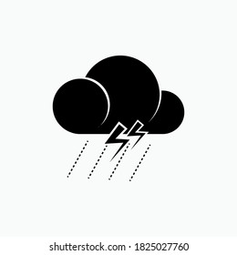 Lluvia Con Icono Relámpago. Símbolo del clima - Plantilla de logotipo vectorial.