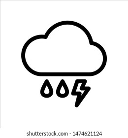 Rain and lightning icon. Symbol of Weather icon with trendy flat line style icon for web, logo, app, UI design. isolated on white background. vector illustration eps 10