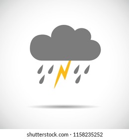 Rain and lightning single flat icon vector illustration EPS10