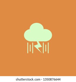 rain and lightning vector icon. flat design