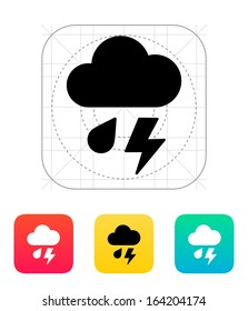 Rain with lightning weather icon. Vector illustration.