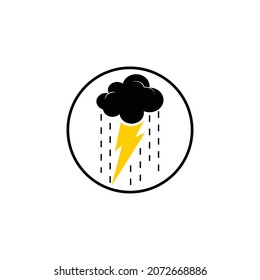 Diseño del logo del clima lluvioso y luminoso. nube negra