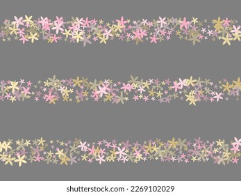 Rain Lily abstract flowers vector design. Little field floral shapes scattered. Birthday card motif. Flat flowers Rain Lily primitive blossom. Stripy petals.