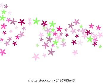 Rain Lily stylized flowers vector design. Lovely garden blossom elements scattered. Valentines Day motif. Flat flowers Rain Lily simple blossom. Stripy petals.