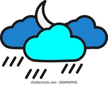 Rain Line Filled Vector Icon Design
