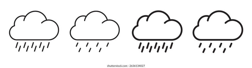 Rain line icon. Cloud rain icons set. Rain line icons for your web site design, logo, app, UI. Modern forecast storm sign.