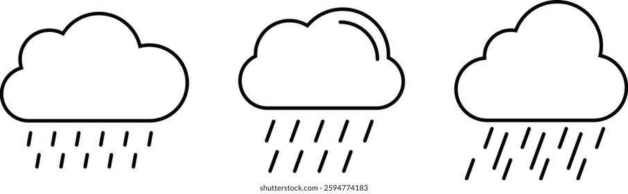 Rain line icon. Weather, Temperature and Season Theme Icons. Editable Stroke. Vector illustration