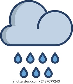 rain linear color illustration icon