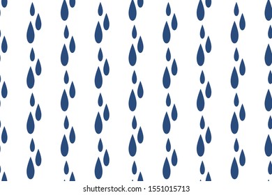 Rain. Lines. Seamless pattern. Blue drops on white background
