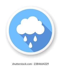 Icono de la sombra de lluvia larga. Glifo vector blanco sobre fondo azul.