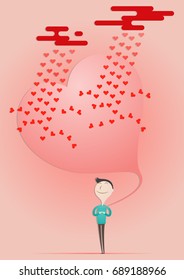 Rain love. Fall the middle heart.