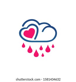 the rain of love logo vector illustration. cloud and love rain droplet   graphic concept