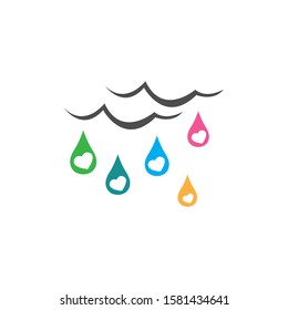 the rain of love logo vector illustration. cloud and love rain droplet   graphic concept