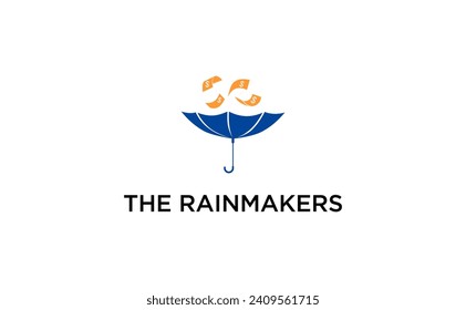 Rain maker logo money drop umbrella vector template