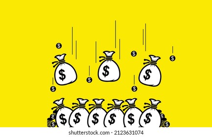 Rain of Money Illustration Vector Graphic. Suitable for business content.