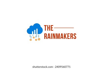 The rain money maker logo. Cloud financial money vector template