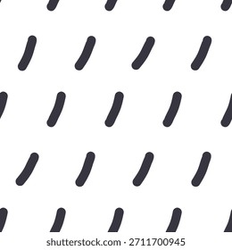 Padrão sem costura monocromático de chuva. As linhas pequenas pretas e brancas borrifam o fundo. Simples confete papel de parede repetido. Projeto de superfície vetorial de traço de linha curta. Repita o design de impressão da ilustração de pontos.