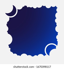 Rain and moon is behind the clouds. Vector.