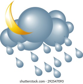 The rain and moon cloud weather at night icon.vector illustration