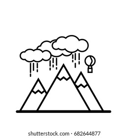 Rain in the mountains. Flat icon.