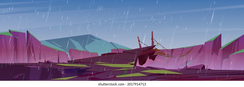 Regen in Bergen mit Hängebrücke
