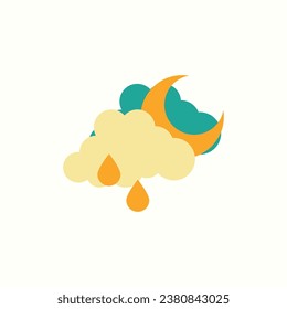 rain, night flat icon, isolated icon in light background, perfect for website, blog, logo, graphic design, social media, UI, mobile app