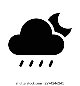rain night glyph icon illustration vector graphic
