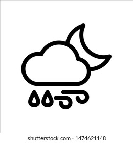 Rain in the night icon. Symbol of Weather icon with trendy flat line style icon for web, logo, app, UI design. isolated on white background. vector illustration eps 10