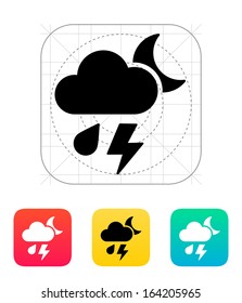 Rain at night weather icon. Vector illustration.