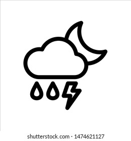 Rain in the nighticon. Symbol of Weather icon with trendy flat line style icon for web, logo, app, UI design. isolated on white background. vector illustration eps 10