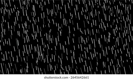 Rain on a black background. Rainy weather. Removable background. Vector Illustration