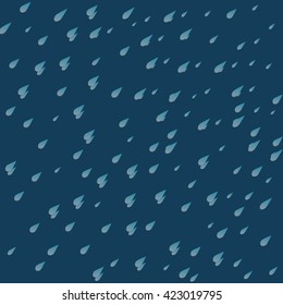 Rain on a dark blue background. Vector illustration