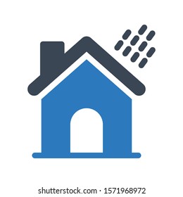 rain on home vector glyph color icon 