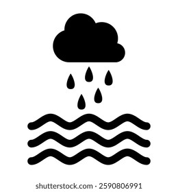 rain on the sea icon
